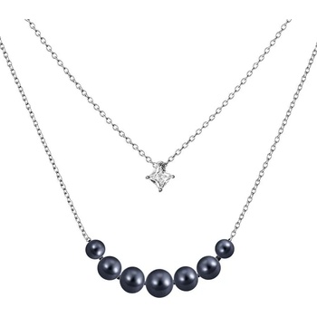 Gaura Pearls Дамско сребърно колие с черни перли Gaura Pearls SK20233N-B (SK20233N-B_)