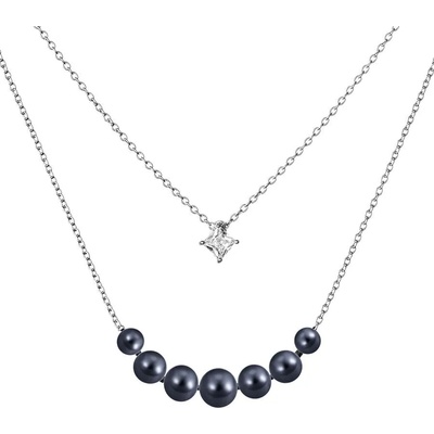 Gaura Pearls Дамско сребърно колие с черни перли Gaura Pearls SK20233N-B (SK20233N-B_)