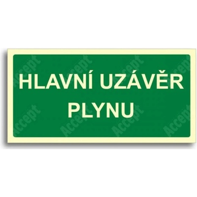 ACCEPT únikové a protipožární fotoluminiscenční značení HLAVNÍ UZÁVĚR PLYNU - samolepka 30x15cm