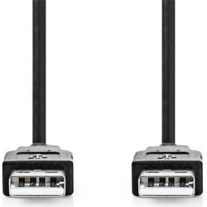 Nedis CCGL60000BK20 Кабел USB A мъжки към USB A мъжки, USB2.0, дължина: 2 м (CCGL60000BK20)