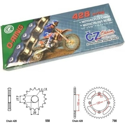 ČZ Řetězová sada Yamaha YZ 85 (velká kola) 19-25