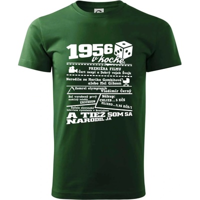 1956 v kocke tričko Fľaškovozelená