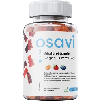 Osavi Multivitamin Vegan Gummy Bear | Orange, Raspberry, Blueberry [60 желирани бонбони]