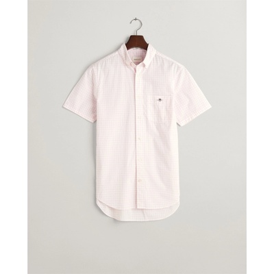 Gant Риза с къс ръкав Gant Regular Fit Classic Gingham Poplin Short Sleeve Shirt - Light Pink