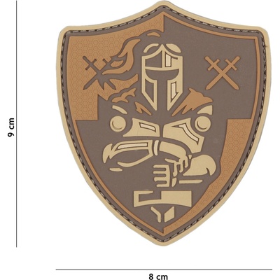 Gumová nášivka 101 Inc Knight Shield - hnědá
