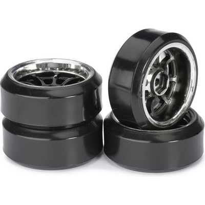ABSIMA Дрифт гуми за 1/10 Absima Tires Wheel Set Drift LP " 9 Spoke / Profile C" black/chrome 1: 10 (4 pcs) 2510045 (2510045)