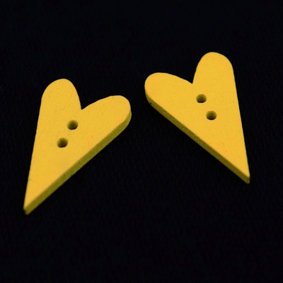 Pro Háčkování Knoflík srdce, dřevěný 25x15 mm žlutý