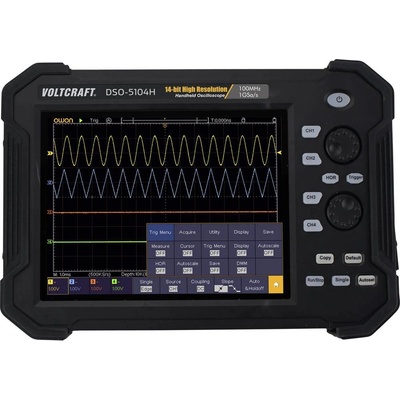 VOLTCRAFT DSO-5104H ručný osciloskop 100 MHz 4-kanálová 1 GSa/s 40 Mpts 14 Bit digitálne pamäťové médium (DSO), ručné z