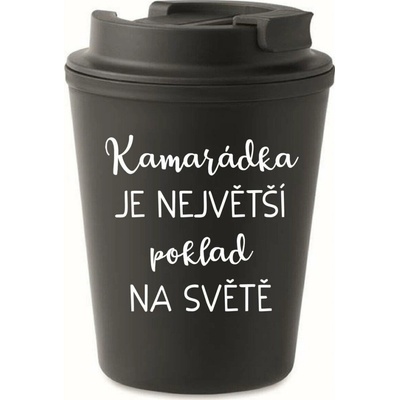 Giftela KAMARÁDKA JE NEJVĚTŠÍ POKLAD NA SVĚTĚ černý termohrnek 300 ml