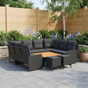 vidaXL Комплекти мебели 8 бр. Черно 90 x 90 x 68 см ПЕ ратан (3422195)