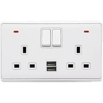 ELMARK London 2p ДВ. КОНТАКТ С 2Р СВ. КЛЮЧ + usb БЯЛ (190889/wh)