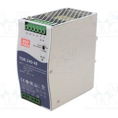 MEAN WELL TDR-240-48 Napájecí zdroj: spínaný; na lištu DIN; 240W; 48VDC; 5A; 480÷780VDC
