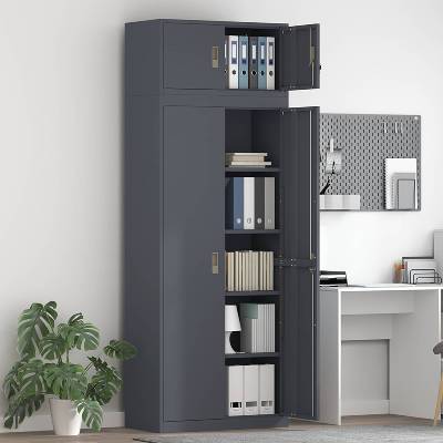vidaXL Шкаф за съхранение 2 бр. Антрацит 80 x 40 x 220 см Стомана (3438683)