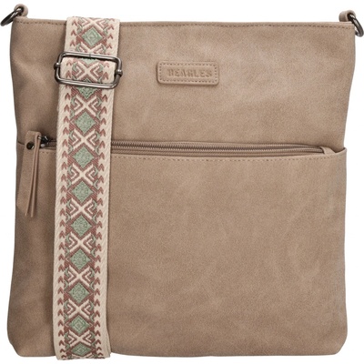 Beagles Malaga dámska crossbody taška s dekoratívnym popruhom taupe