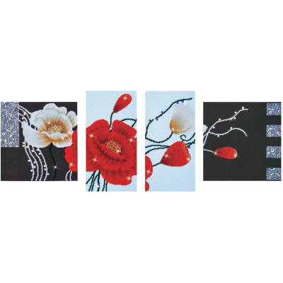 Diamond dotz Диамантен гоблен " Триптих макове"