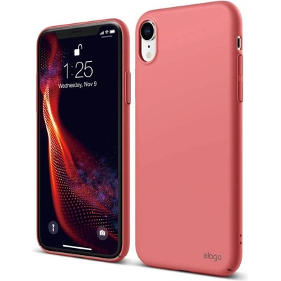 elago Slim Fit Case - качествен поликарбонатов кейс за iPhone XR (светлочервен)