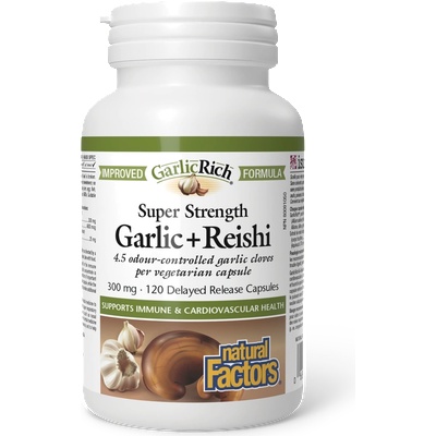 Natural Factors Чесън Супер концентрат + Рейши 120 V капсули със забавено освобождаване | Natural Factors (2334 NF)