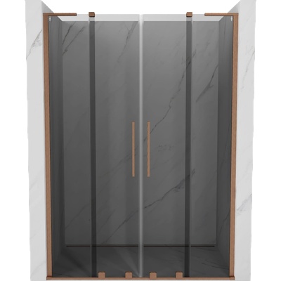 Mexen Velar L Duo плъзгащи врати за душ 140 cm, графит, изчеткан мед - 871-140-003-42-65 (871-140-003-42-65)