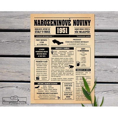 Narozeninové noviny 1951 - jednostranné
