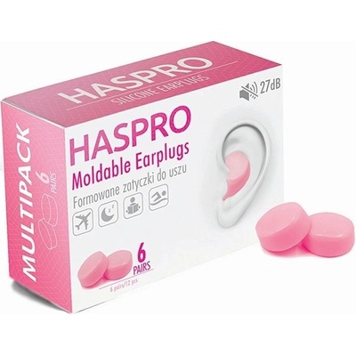 HASPRO 6P silikónové štuple do uší, ružové