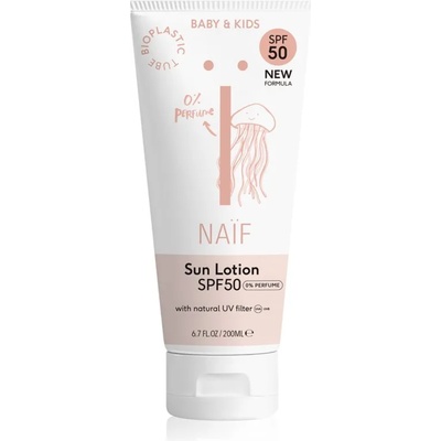 Naif Baby & Kids Sun Lotion SPF 50 слънцезащитен крем без парфюм за деца от раждането им SPF 50 200ml