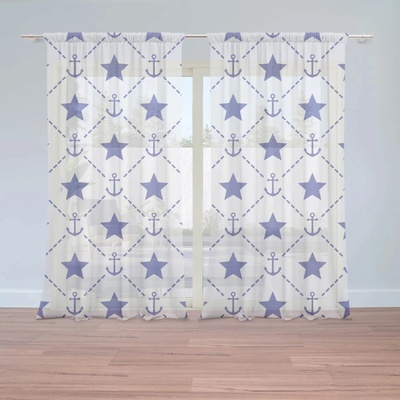 Sablio Záclony Hviezdy a kotvy: 2ks 150x250cm