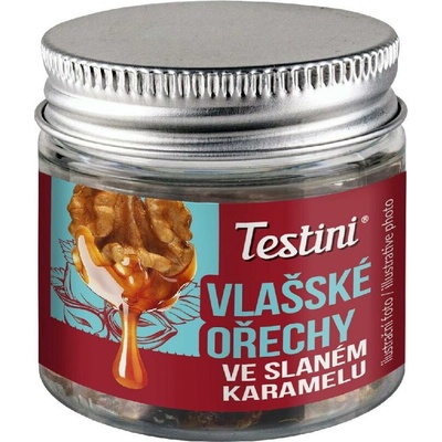 TESTINI Vlašské ořechy ve slaném karamelu 90 g Dóza