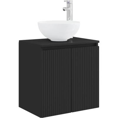 vidaXL Монтирана на стена мивка и тоалетка Черно 49, 5 x 35 x 63 см (890383)