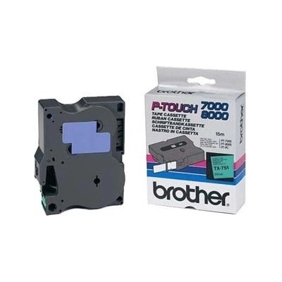 Brother originální páska do tiskárny štítků, Brother, TX-751, černý tisk/zelený podklad, l TX-751