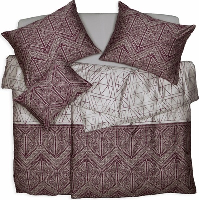 SCANquilt Obliečky satén design freska béžovo vínová 240x200 2x70x90