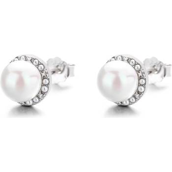 DELIS Сребърни обеци, jw824, перлена шарка, родиево покритие (jw824)