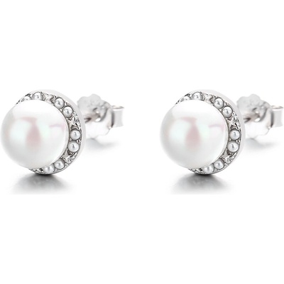 DELIS Сребърни обеци, jw824, перлена шарка, родиево покритие (jw824)