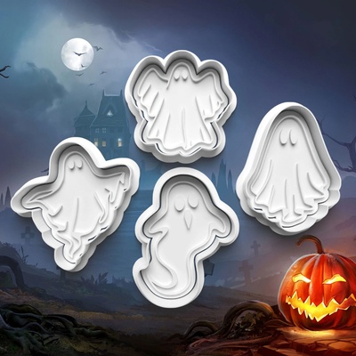 Halloween - Sada 4ks vykrajovačiek s pečiatkou