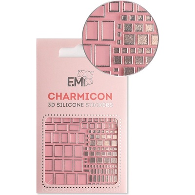 E.Mi Charmicon 3D Silicone Stickers 159 Squares Silver samolepka – Zboží Mobilmania