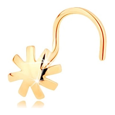 Šperky Eshop - Piercing do nosu ve žlutém 14K zlatě - vypouklý kvítek, lesklý hladký povrch S2GG143.07