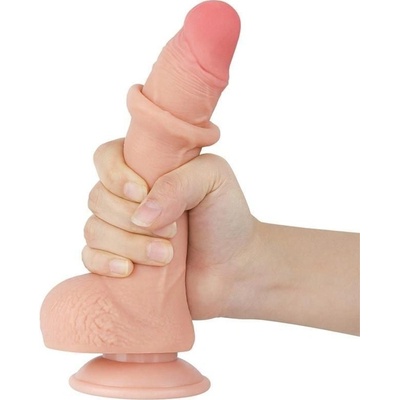 Lovetoy 7.5″ Sliding Skin Dual Layer Dong, dildo s varlaty a prísavkou 19,5 x 3,7 cm