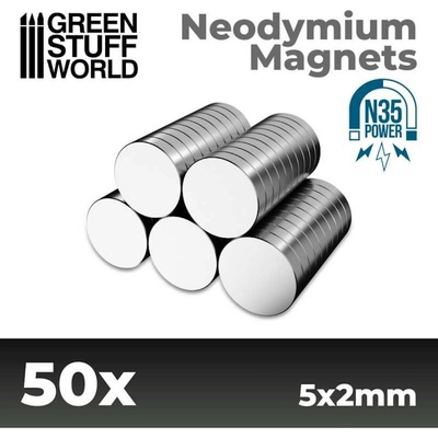 Green Stuff World Neodymium Magnets 5x2 mm 50 units N35 / Neodymové magnety 5x2 mm 50 ks