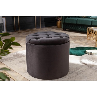 Germany24 - Taburetka Modern Barock Storage 50cm zamat čierna