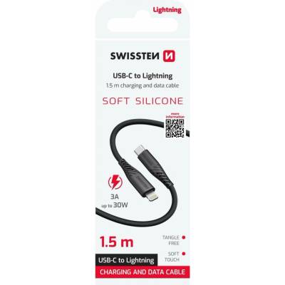 Swissten 71534010 Silicone USB-C / Lightning 30 W černý