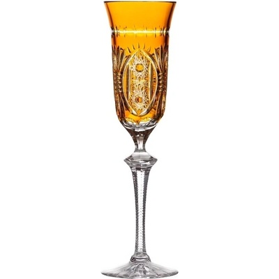 Bohemia Crystal broušené sklenice na šampaňské Amber 2 x 180 ml