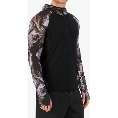 Mons Royale Temple Merino Long Sleeve Hood rock camo/black