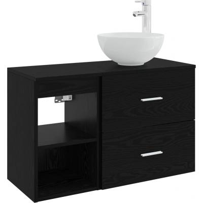 vidaXL Комплект мебели за баня 2 pcs Черен дъб Инженерна дървесина (3403873)