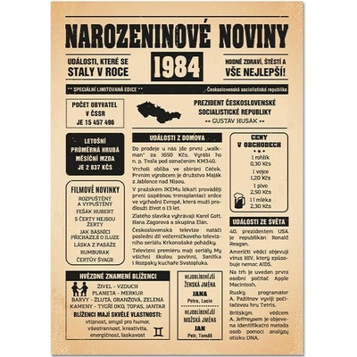 Narozeninové noviny 1984 - jednostranné