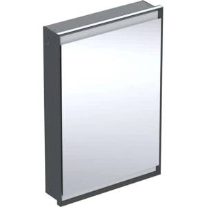 Geberit ONE - Огледален шкаф с LED осветление, 60x90x15 см, панти отляво, вграден, матово черно 505.800. 00.7 (505.800.00.7)