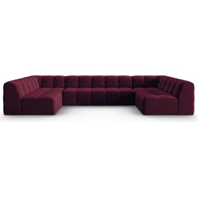 Micadoni Ъглов диван от кадифе в цвят бордо (U-образен) Kendal - Micadoni Home (MIC_U_121_F1_KENDAL8)