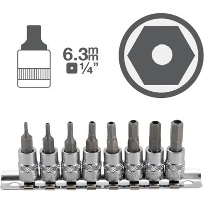 BGS technic Комплект шестограми с дупка на вложка 1/4 ; bgs 5156