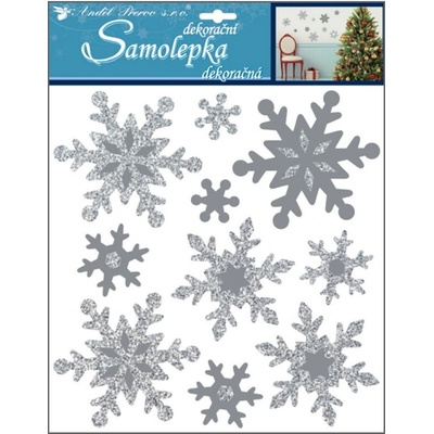 Samolepky vločky z EVA peny strieborné 31,5 x 30,5 cm