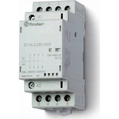 Finder Modulární stykač 4Z 25A 24V AC/DC, indikace provozu + LED, 35mm 22.34.0.024.4320