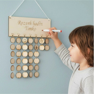 LYMFY | Dřevěný rozvrh hodin tabulka 30x12cm | přírodní dřevo