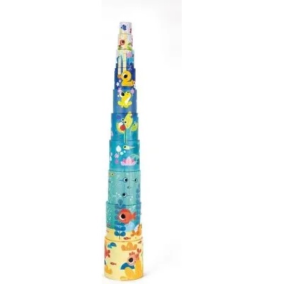 Janod - Пирамида от кубчета - Морски живот (J02675)